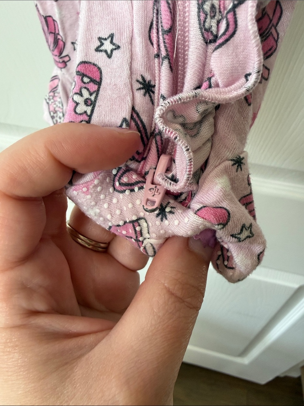Caden Lane Pink Cheer Ruffle Double Zip Footie - Picture 5 of 10